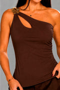 Blusa Larga Solo Hombro DF02664 para mujer dyaboo cafe