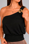Blusa Larga Solo Hombro DF02669 para mujer dyaboo panacota