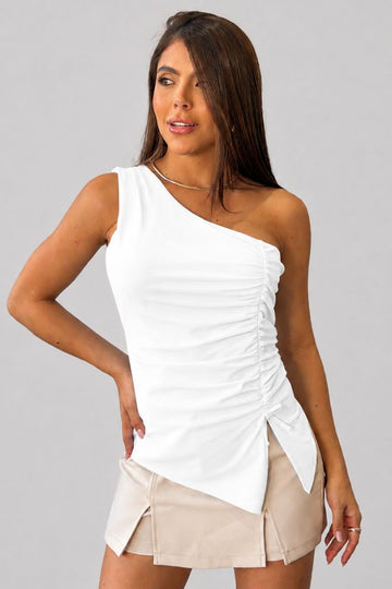 Blusa Larga Solo Hombro DF02699 para mujer dyaboo crudo/blanco