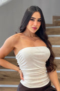 Blusa Larga Strapless DF02493 para mujer dyaboo plata