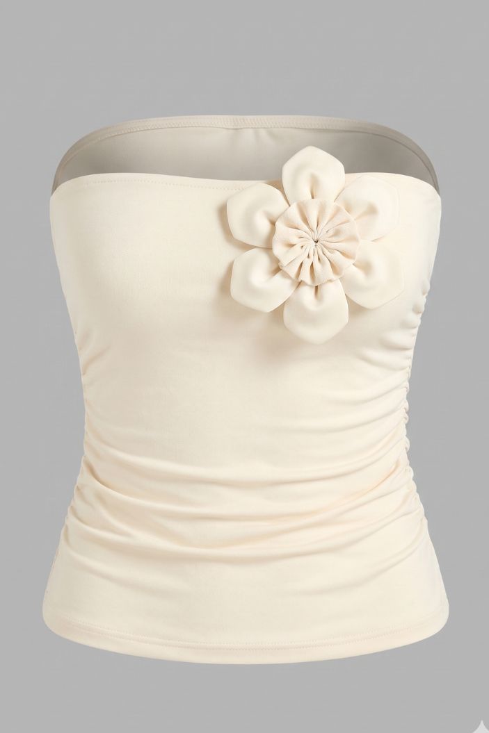 Blusa Larga Strapless DF02526 para mujer dyaboo panacota