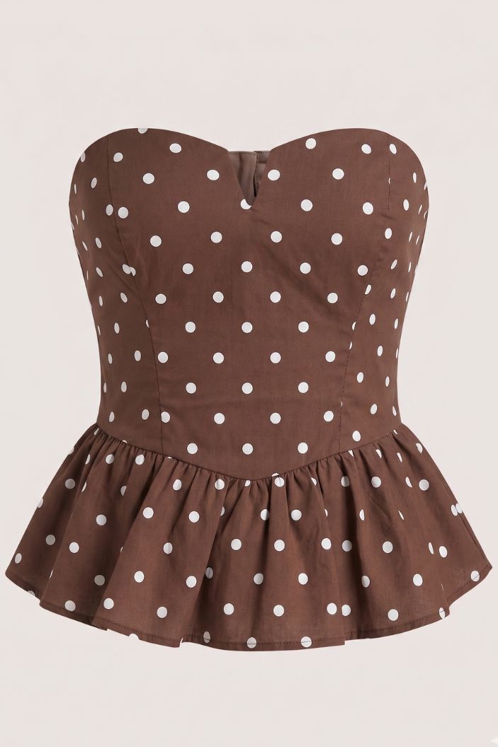 Blusa Larga Strapless DF02606 para mujer dyaboo cafe