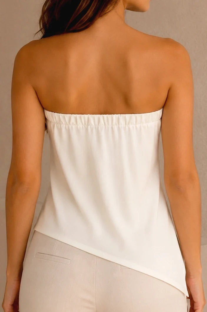 Blusa Larga Strapless DF02647 para mujer dyaboo crudo/blanco