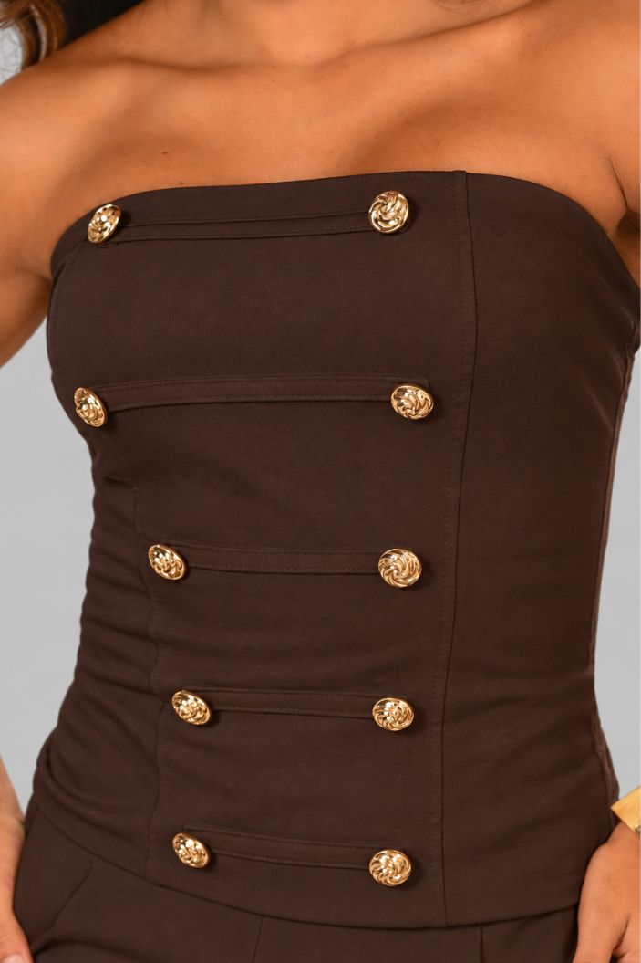Blusa Larga Strapless DF02831 | Napoleón para mujuer dyaboo cafe oscuro