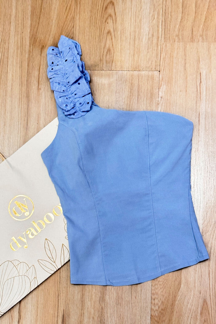 Blusa Larga solo hombro para mujer dyaboo  DF02212 azul