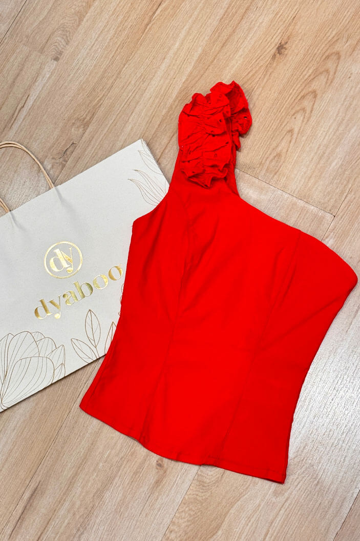 Blusa Larga solo hombro para mujer dyaboo  DF02212 rojo
