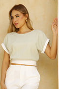 Blusa  Manga Corta DF01647 para mujer dyaboo verde
