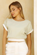 Blusa  Manga Corta DF01647 para mujer dyaboo verde 02