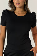 Blusa Manga Corta en globo para mujer dyaboo 1102017 Negro 6