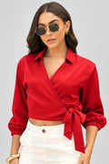 Blusa Manga larga satin DF01467 para mujer dyaboo rojo medio