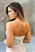 Blusa Strapless DF01648 encaje con cierre para mujer dyaboo crudo 2