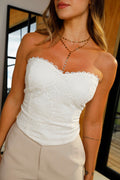 Blusa Strapless DF01774 para mujer elaborada en encaje dyaboo crudo 1