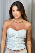 Blusa Strapless DF01777 para mujer dyaboo-beige