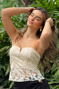 Blusa Strapless DF01867 para mujer dyaboo beige