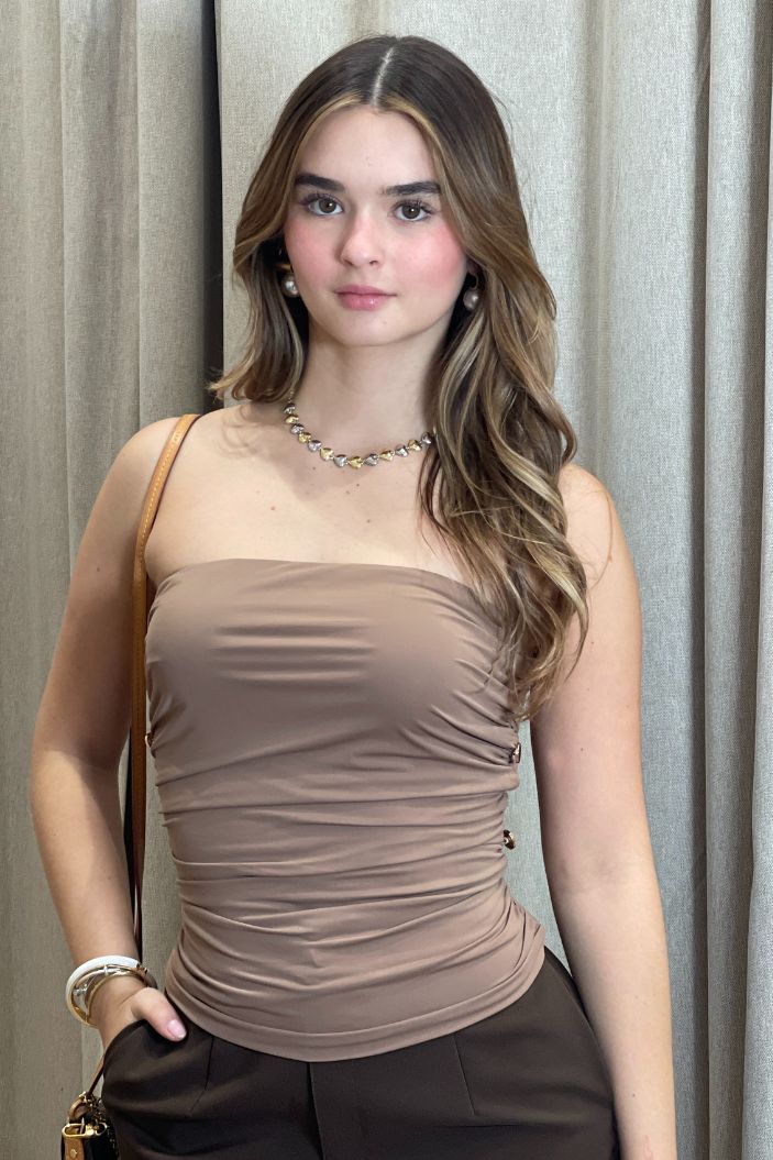 Blusa Strapless DF01881 para mujer daboo camel