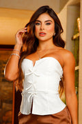 Blusa Strapless DF01886 para mujer crudo dyaboo