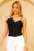 Blusa Tiras flor DF01594  para mujer dyaboo negro