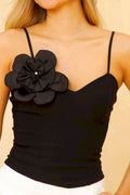 Blusa Tiras flor DF01594  para mujer dyaboo negro 01
