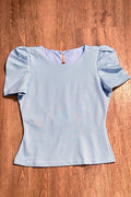 Blusa basica  manga Corta 1102017 silueta ajustada para mujer dyaboo  azul 10
