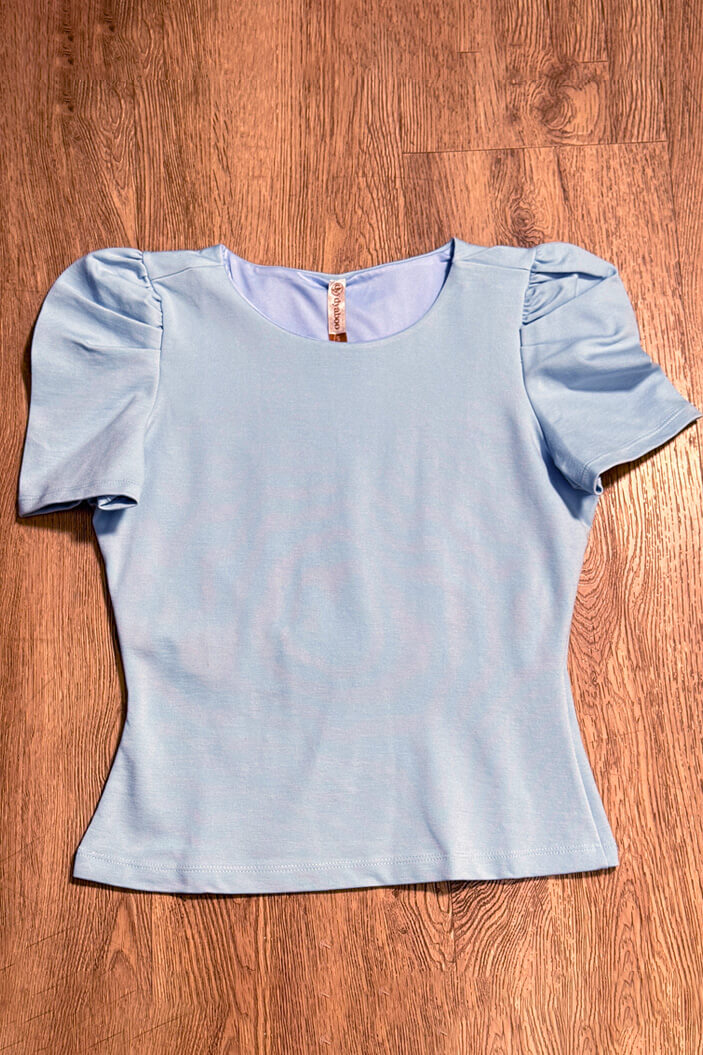 Blusa basica  manga Corta 1102017 silueta ajustada para mujer dyaboo  azul 10
