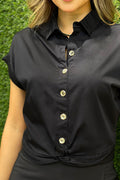Blusa clásica con un giro moderno Df21307 para mujer dyaboo color negro 1