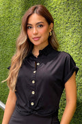 Blusa clásica con un giro moderno Df21307 para mujer dyaboo color negro 3