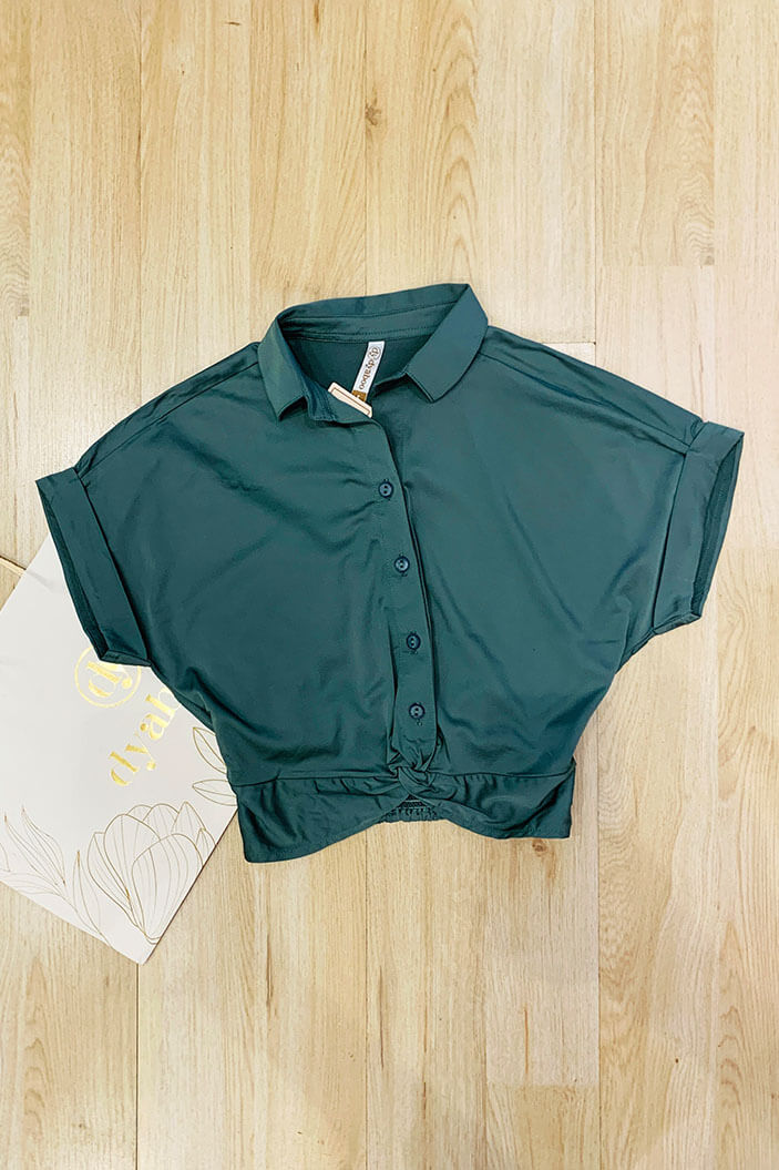 Blusa corta botones para mujer dyaboo DF01471 verde 4
