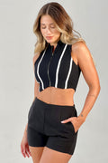 Blusa corta manga sisa cierre DF01445 dyaboo negro 