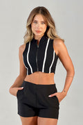Blusa corta manga sisa cierre DF01445 dyaboo negro 