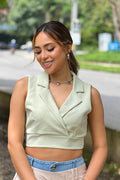 Blusa corta  para mujer DF01491 dyaboo verde 2
