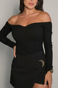 Blusa cuello bandeja DF01981 para mujer dyaboo negro