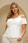 Blusa de escote descubierto Dp0233 para mujer dyaboo color crudo 2