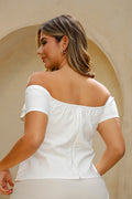 Blusa de escote descubierto Dp0233 para mujer dyaboo color crudo 3