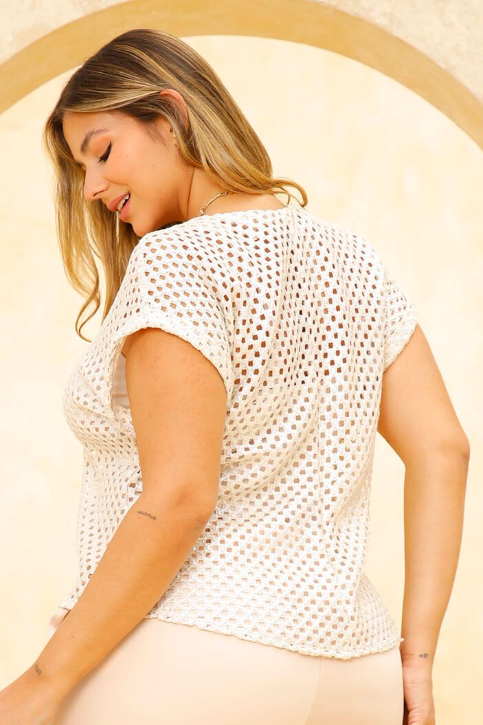 Blusa duo de malla para mujer dyaboo dorada dp02096