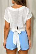Blusa en lino para mujer dyaboo DF01468 cruda blanca