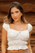 Blusa estilo romantico DF01848 para mujer dyaboo beige