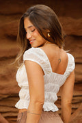 Blusa estilo romantico DF01848 para mujer dyaboo beige 5