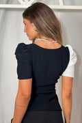 Blusa larga manga corta para mujer dyaboo DF02210 negra