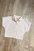 Blusa manga corta DF21250 silueta ajustada elaborada en chalis dyaboo  beige   4