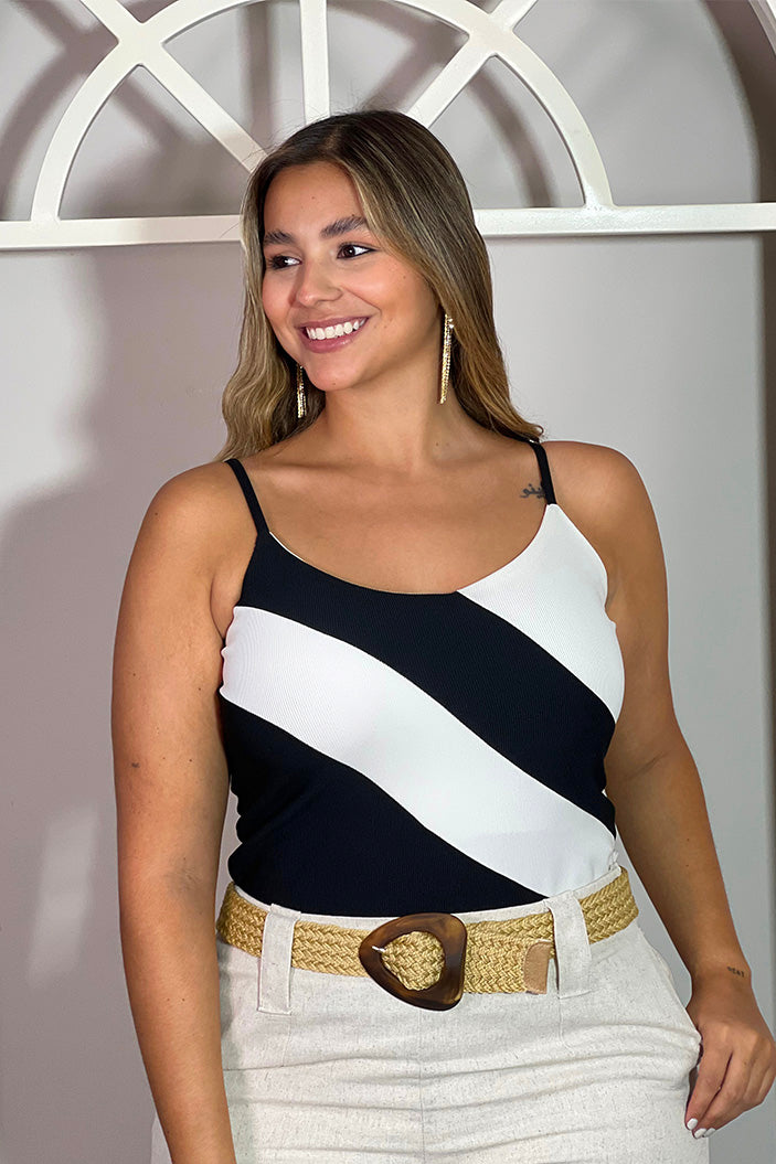 Blusa manga sisa larga talla grande plus dyaboo blanca negra DP020772