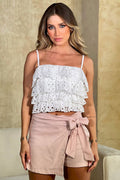 Blusa ojalillo para mujer dyaboo DF01498 cruda blanca