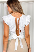 Blusa ojalillo para mujer dyaboo DF02230 blanca cruda