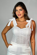 Blusa sisa corta DF01520 elaborada en ojalillo para mujer dyaboo crudo 1