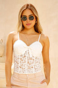 Blusa sisas con encaje para mujer dyaboo DF01616 blanca
