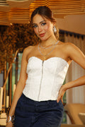 Blusa strapless DF02434 para mujer dyaboo crudo/blanco