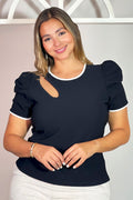 Blusa tallas grandes pluss manga corta DP02078 dyaboo negro