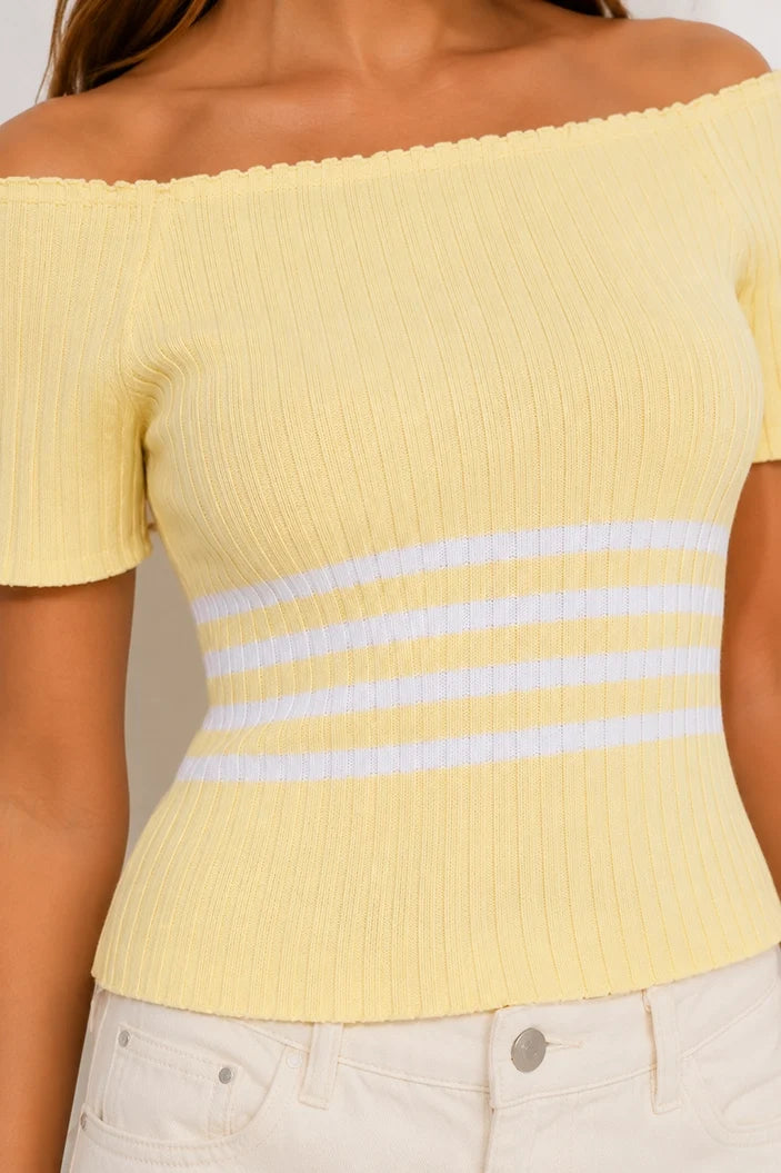 Blusa tejida Corta TF02742 para mujer amarilla dyaboo