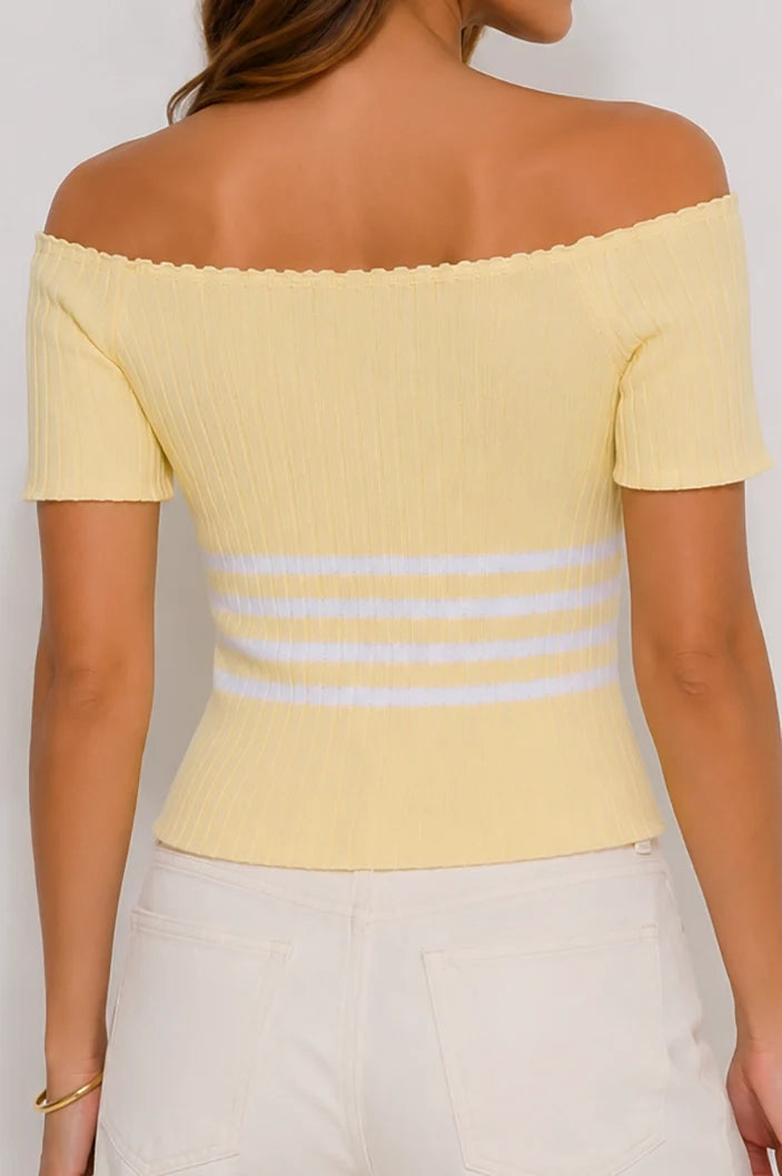 Blusa tejida Corta TF02742 para mujer amarilla dyaboo