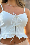Blusa tiras ajustables con boleros DF01577  para mujer dyaboo blanca 01