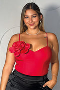 Blusa tiras con flor para mujer dyaboo DF01594 roja